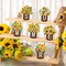 6-Piece Sunflower Wooden Table Decor Set – Farmhouse Tiered Tray Centerpieces in Multiple Sizes for Shelf, Mantel, Desk & Home Decoration